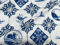 Geometrischer Stoff mit niederländischen Fliesen, Keramik-Effekt, Delft-Blau, Windmühlen, Holland-Tulpen, Baumwolle, Vorhänge, Polstermaterial, 140 cm breit, Meterware