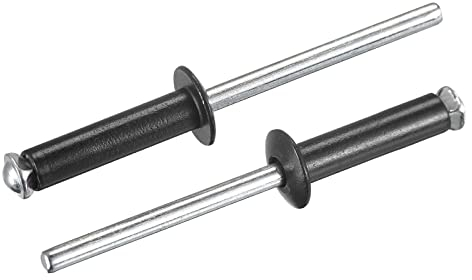sourcing map Ciegos Remaches, 5mm x 20mm Aluminio Abierto Extremo Plano Redonda Cabeza Remache para Unión Metal Placa, Negro 25uds