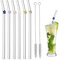 6 Pièces Paille en Verre, Pailles Réutilisables en Fleurs, avec 2 Brosse de Nettoyage, Pailles en Verre Réutilisables, pour Jus Lait Cocktails Boissons Chaudes
