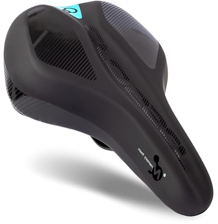 Crosser Fahrradsattel Komfort Plus Schwarz, Sattel PVC Leder mit Gedächtnisschaum (Trekking)