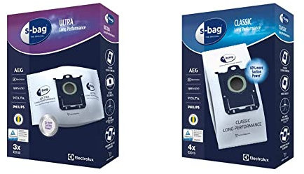 Electrolux Sacs Aspirateurs, Boite de 3 sacs S-bag Ultra Long Performance, Excellente Filtration, E210S & Sacs Aspirateurs Electrolux, Boite de 4 sacs S-bag® Classic Long Performance, E201S