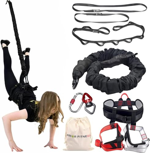 PRIOR FITNESS Professionelles Bungee-Fitnessgeräte-Set, 4D-Bungee-Tanzseil, Übungs-Bungee-Bungee-Seil, schweres Bungee-Seil, Antigravitation, stabiles Bungee-Trainingsgerät für Zuhause, Fitnessstudio,