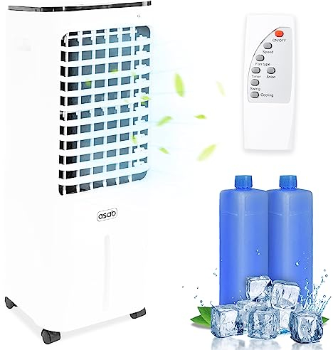 ASAB Portable Air Cooler 7000 BTU 3-in-1 Cooling Fan Air Cooling with 3 Speed Settings 24 Hour Timer Ultra Quiet 12 Litre Capacity Remote Control Easy to Use Cooler for Home Office Living Room