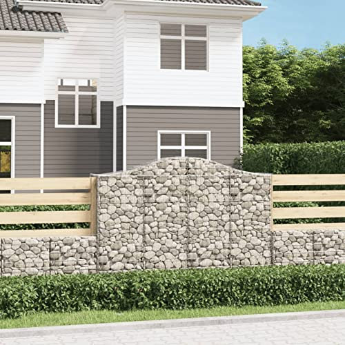 Homgoday Korb Gabione in Bogenform 200 x 50 x 140/160 cm aus verzinktem Eisen, Gabionen für Steine, Gabionen für den Garten, Gabionen, Blumenkästen
