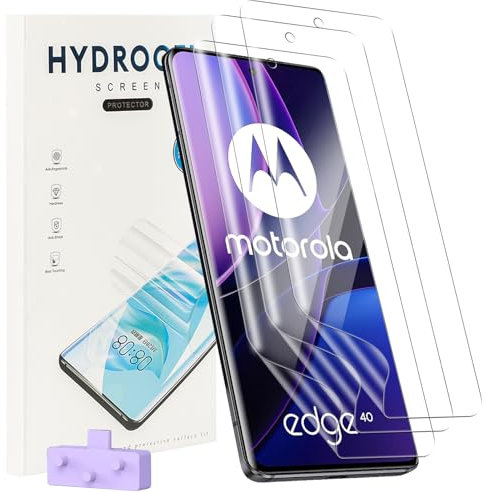 MEMELOKA Protector de Pantalla Motorola Edge 40/Edge 40 Neo, 3 Piezas HD Película Protectora de Hidrogel Flexible, Alta Definición y Alta Sensibilidad con Marco de Instalación