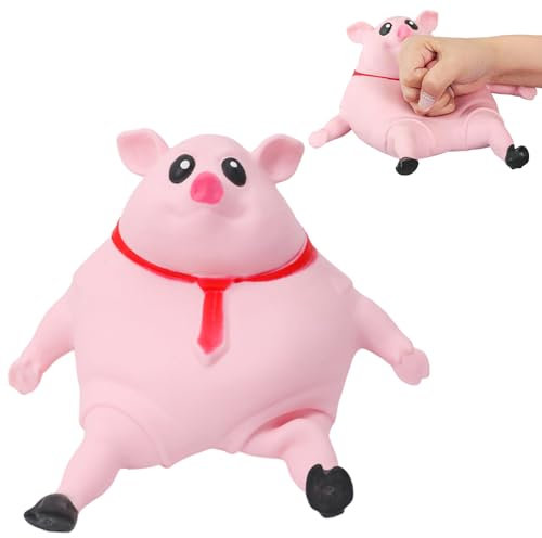 1 Pc Juguete para el Estrés Cerdo, Cubo Antiestrés, Juguete Suave Exprimidor, Regalo de Fiesta de Vacaciones, Juguete de Descompresión de Viaje, Adecuado para Niños, Adultos (Rosa)