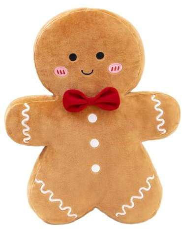 Tedious Plüsch Lebkuchenmann Kissen | 40 cm Weihnachts Lebkuchen Kissen Plushie | Lebkuchen Wurfkissen Weihnachts Deko | Niedliche Lebkuchenmann Plüschtier Home Deko Freunde