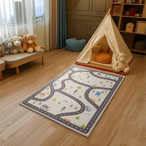 Navaris Tappeto Cameretta Bambini - Tappeto per Bambini Antiscivolo - Morbido Tappeto Gioco 120 x 80 cm - Tappeto Bimbi Decorativo e Robusto - Design Colorato per Bambina e Bambino