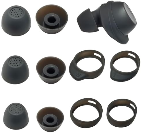 Luckvan 3 Pairs (LMS) Silicone Ear Tips for Samsung Galaxy Buds FE Wing Tip Fit in The Case for Galaxy Buds FE Accessories Rubber Earbuds Tips, Gray