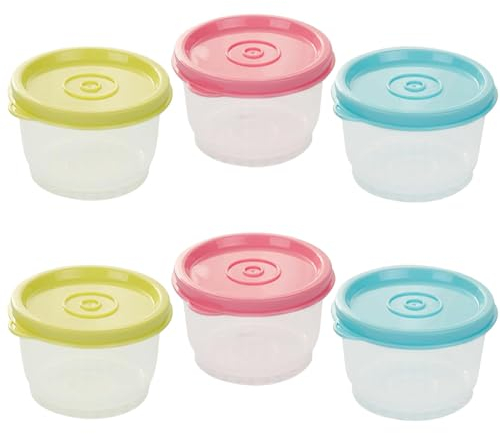 BSGZCM 6 Pcs Small Food Containers with Lids, 160ML Plastic Snack Pots, Small Containers With Lids Reusable Food Storage Containers for Bento Yoghurt Fruit Yoghurt, Microwave Freezer Safe