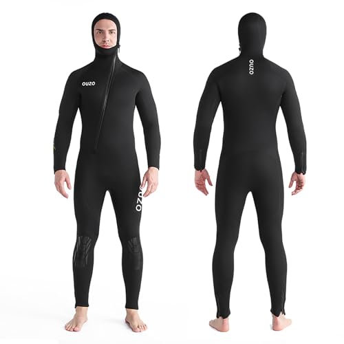 LEIDIMUS 5Mm Neoprenanzug Für Damen Und Herren, Mit Frontreißverschluss, Kapuze, Ideal Zum Freitauchen, Schnorcheln, Surfen, Kanufahren Und Tauchen,Men,3XL
