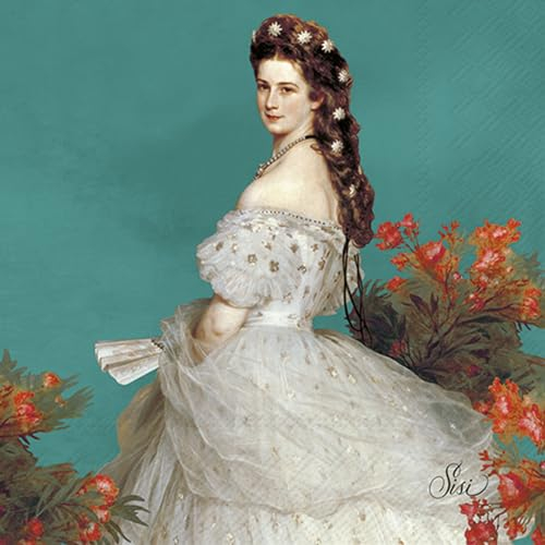 IHR - C 1046842 - Cocktail Papierservietten, 20 Stück, Sissi, Schönbrunn, petrol, 25cm x 25cm, 3 lagig