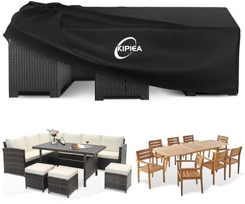 Kipiea Outdoor Garden Furniture Covers Waterproof,211X122X71cm Outdoor Table Cover Windproof, 420D Heavy Duty Oxford Fabric Patio Furniture Cover Anti-UV No Tear for Chair and Table Rattan Sofa