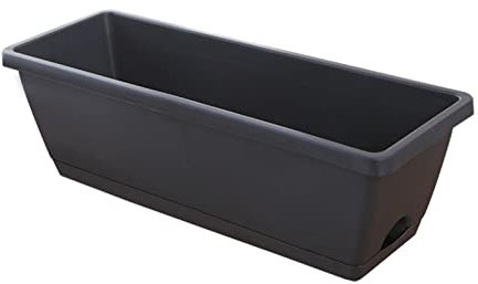 bephible Pot de fleurs rectangulaire anti-corrosion pour rebord de fenêtre, bac à fleurs, multi-usages, design trou d'évacuation Noir