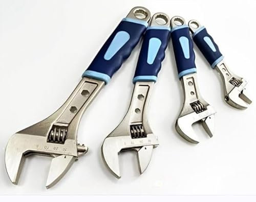 Unibos | 4Pcs Adjustable Spanner Set, 4 Sizes 6-8-10-12 Inches Adjustable Wrench Set Multifunctional Carbon Steel Shifter Spanners with Soft Grip Handle for Home Garage Maintenance Repair