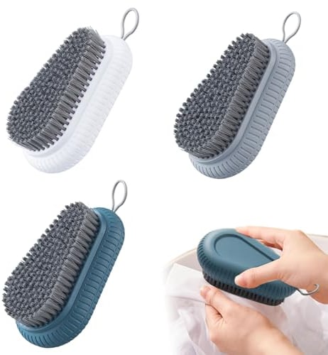 Reinigungsbürste mit Hängendem Seil, 3 Stück Handbürste Nagelbürste, Nagelbürste, Nagelbürsten Für Schuhe Bad WC Waschbecken Werkstatt (Deep Blue Weiß Grau)