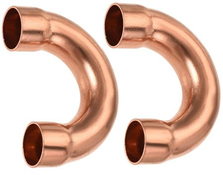 YOKIVE 2pz Raccordi Rame Forma U, Raccordi Tubi Rame Gomito 180 Gradi per Impianti Idraulici, Connettori per Giunti Saldatura, Ideali per Hvac, Condizionatori d'Aria (1/2 Id)
