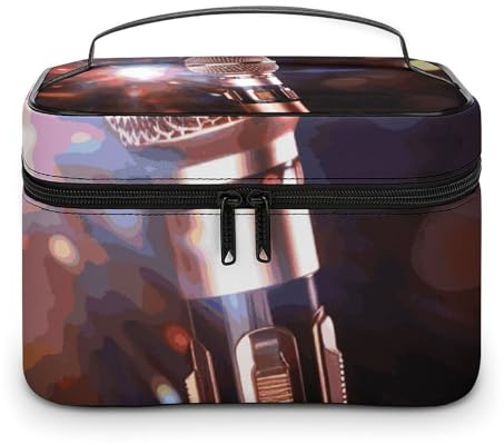 VFMKT Trousse de maquillage portable avec microphone de karaoké - Trousse de maquillage de voyage avec fermeture éclair pour femme - Microphone de karaoké - 25 x 18 x 15 cm, Microphone karaoké,