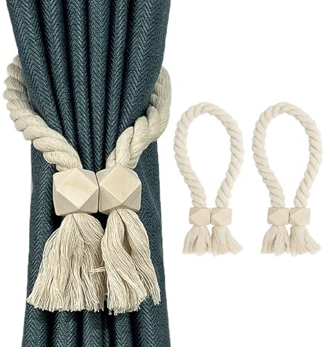 2 Piezas Alzapaños Cortinas, Imanes para Cortinas, Alzapaños para Cortinas, Recoge Cortinas, Abrazaderas Cortinas, Sujeta Cortinas Pared Sin Taladro para Salón, Dormitorio, Comedor, Cocina, Oficina