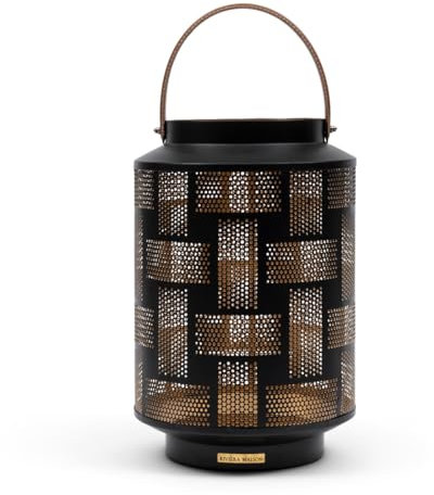 Riviera Maison Laterne Windlicht Schwarz, Kerzenständer Stumpfe Kerze Groß, Kerzenhalter Large - Beauvais Kerzenhalter Laterne mit Hebel - Eisen - Handgefertigt - (ØxH) 24x48