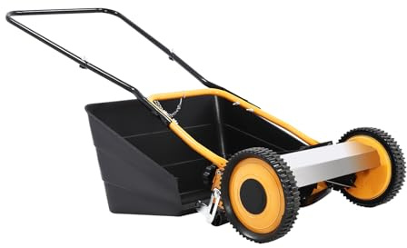 14 2 Räder Hand Slider Rasenmäher Hand Grasmäher mit 4-Sharp 5-Blatt und Gras Sammelbox, Hand Push Rasenmäher Orange Rad Rasenmäher für Garten