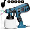 Lutranstra Sistema di spruzzatura a colori, 800 W, pistola elettrica per verniciatura con contenitore da 1400 ml, spruzzatore per recinzione con 5 ugelli e 3 modelli, pistola a spruzzo elettrica HVLP