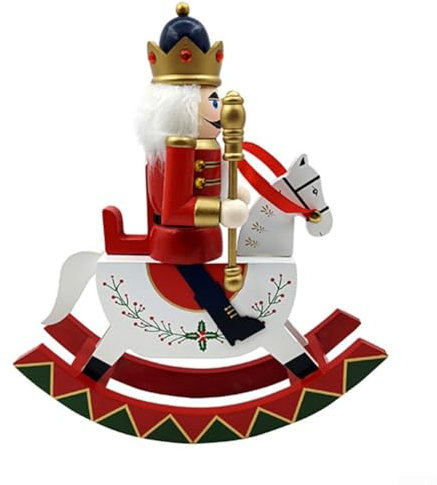 Figura de caballo de madera de cascanueces, marioneta, decoración navideña para dormitorio, sala de estar, hogar, coche (LL0055)
