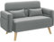 Yaheetech Kleines Sofa Mini Gepolsterte Couch mit 2 Lendenkissen Loveseat Sitzfläche 96 × 51 cm für Loft/Apartment/Spielzimmer Hellgrau