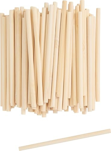 VBS XXL Bambus-Rundstäbe 100 Stk. Holzstäbchen 3.5 mm Durchmesser 7.5 cm Länge aus Bambus