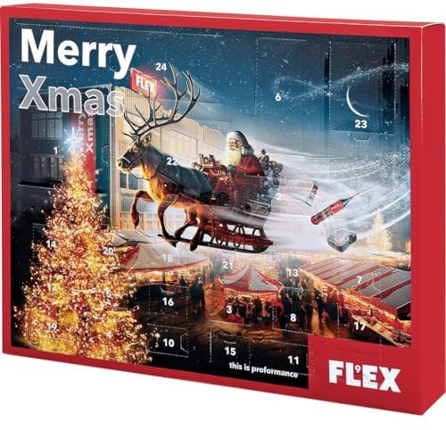Flex Adventskalender 2024 – Mit 4 V Akku-Stabschrauber, Laser-Entfernungsmesser und 31-teiliger Bitbox – Weihnachtskalender, Werkzeugset, Werkzeugkalender 533102