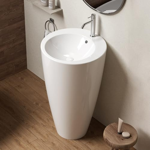 Lavabo Freestanding Da Terra 50x85 Cm In Ceramica Dalla Finitura Bianco Lucida Moderna Ed Elegante Linea Tokyo
