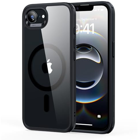 ESR for iPhone 16e Case, Compatible with MagSafe, Shockproof Military-Grade Protection, Magnetic Phone Case for iPhone 16E 2025 Case, Classic Hybrid Case (HaloLock),Clear Black