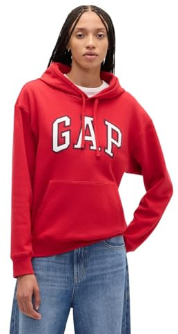 GAP Women's Logo Hoodie Hooded Pull-on Sweatshirt, Modern Red Logo, XL