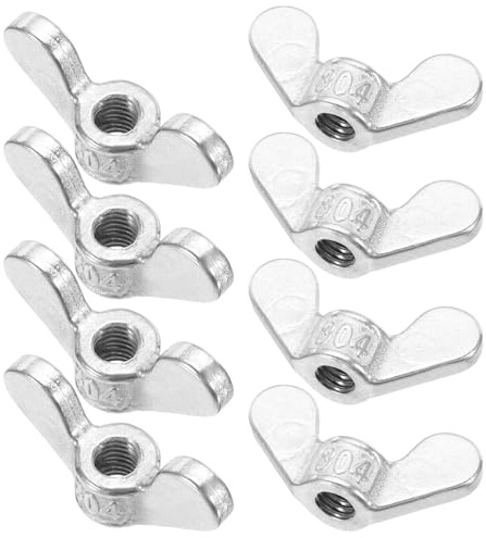 PATIKIL M8 Wing Nuts, 8Pcs 304 Stainless Steel Butterfly Nut Twist Fasteners Parts Smooth Finish Wing Fastener Nuts for Repairing Manufacturing Engineering