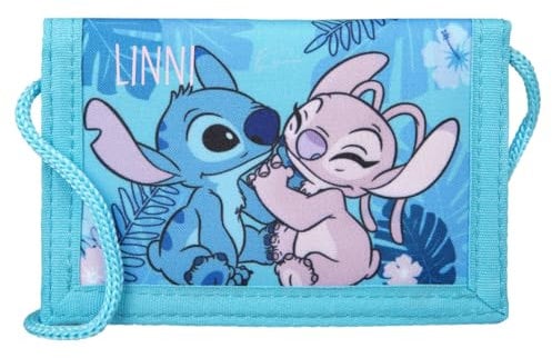 Disney Stitch Gelbeutel Mädchen - Personalisiert mit Name - Geldbeutel zum Umhängen Kinder mit Band