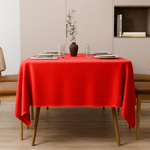 Zdada Rot Abwaschbar Tischdecken 85x85cm Quadratisch Polyester Tischdecke, Kratzfest, Fleckschutz Tischtuch Outdoor Tischwäsche für Garten, Esszimmer, Feiern und Haushalt