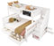 Litera Infantil Multifuncional con Escalera y Cajones - Cama Doble 90x200 +140x200 cm, Barandilla Anticaída, Pizarra Integrada - Madera de Pino, Sin Colchón, Color Blanco