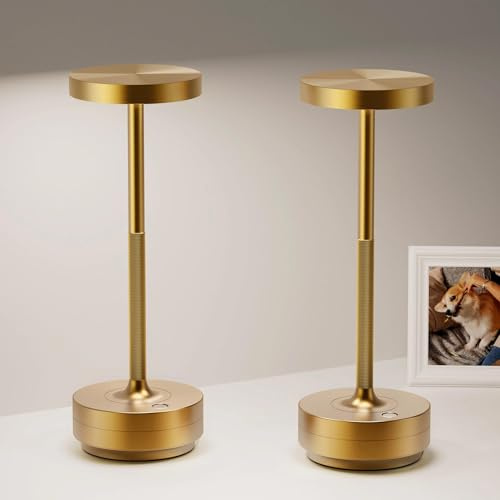 Rechargeable Cordless Table Lamp Outdoor 5000mAh Battery Powered, 2 Titan | led table lights 52h battery 3 color dimmable Touch Waterproof for restaurant dining patio memory function usb charging