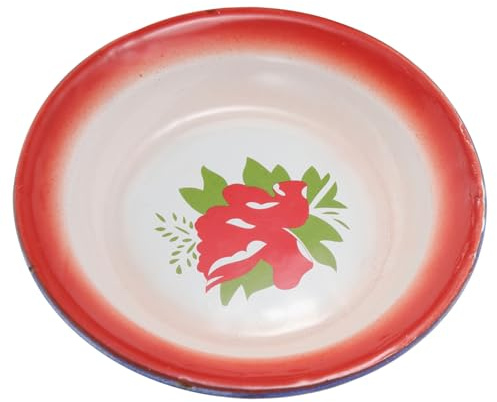 OSOLADY Piatto Smaltato in Vintage Piatto Per Alimenti e Colore Rosso Per Servire Snack Dessert Frutta e Altri Vassoio Per Alimenti Facile Da Usare e Adatto Per Lavare