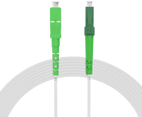 nexinex - weißes 30m Glasfaserkabel LC/APC auf SC/APC Patchkabel | LWL Simplex Singlemode OS2 FTTH Glasfaser Lichtwellenleiter Kabel