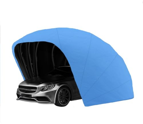 Auvent de Voiture Semi-Automatique, Garage Portable en Acier Inoxydable, résistant aux intempéries, au Vent et à la Neige, abri de Voiture rétractable Robuste, Garage Portable(Blue)
