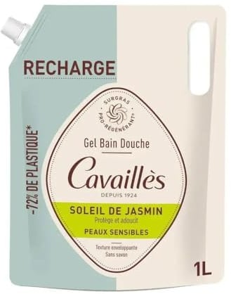 Cavaillès QUOTIDIEN Eco-Recharge Duschgel Sonne de Jasmin – für empfindliche Haut, 1 l