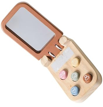 HUAANYA Kinder Rollenspiel Aus Holz Mit Offenem Bären Handy Sicher Aktivität Zum Frühen Lernen 3 Jahren Reisegröße Rollenspiel Spielzeug Telefon