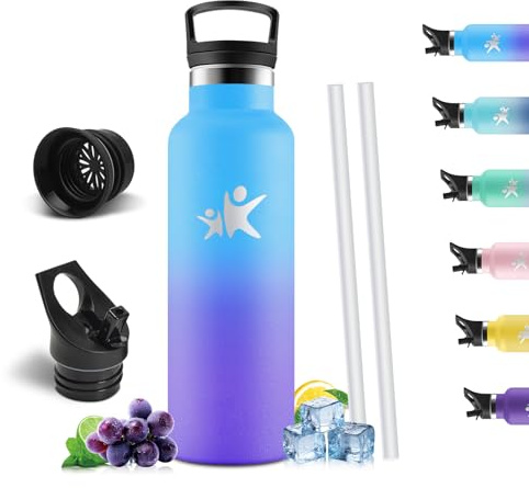 Mulbijeo Borraccia Termica 750 ML, Senza BPA, Bottiglia Termica, Sottovuoto a Doppia Parete, Borracce Termiche, 18/8 Acciaio Inox, Borraccia con Cannuccia, Termos per Palestra, Sport, Bici