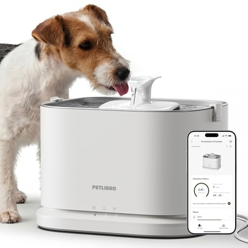 PETLIBRO - Fontaine d'eau silencieuse pour Chien, Plateau en Acier Inoxydable, Fontaine à Eau Intelligente pour Animaux domestiques avec Surveillance par Application, Bol d'eau de 3 L