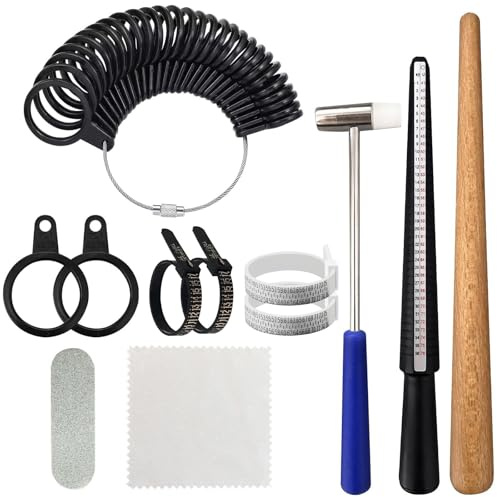 10-teiliges Ringgrößenmesser Set, Ringmaß-Messwerkzeug für Ringherstellung, Reparatur, Größenmessung, Metall-Kunststoff Kombination Werkzeug, für Haushalt und Professionelle Nutzung