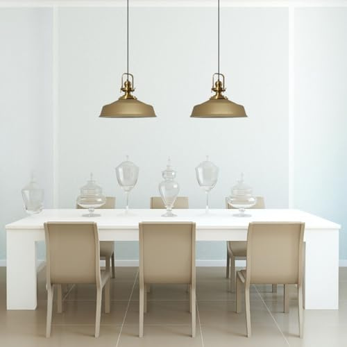 bamyum Asletl Hängelampe Ø41 cm, Pendelleuchte Vintage, Industrial aus Metall E27, Wohnzimmerlampe Hängend, Esstisch, Küchenlampe Beige