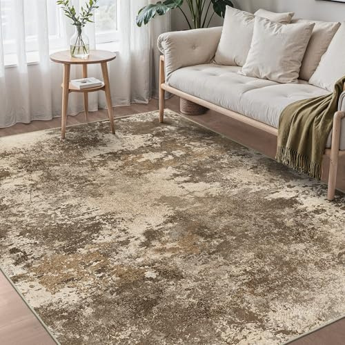 GENIMO Tappeto 160x230 CM,marrone Astratto Vintage Antiscivolo Lavabile in Lavatrice Morbido Pelo Corto per Salotto Camera Letto Cucina Ufficio Interno Multimisura