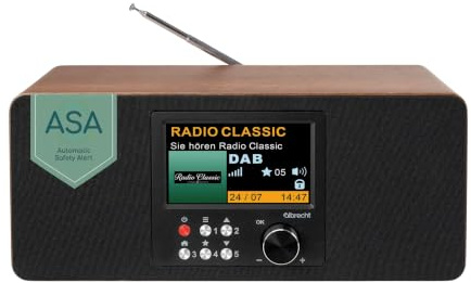 Albrecht DR 864 Digitalradio Stereo, DAB+/UKW, großes 4,3 Farbdisplay, ASA | 4,3 Farbdisplay, ASA-Warnmeldungen, BT-Streaming, UKW/FM, Fernbedienung, Wecker, 60 Favoriten