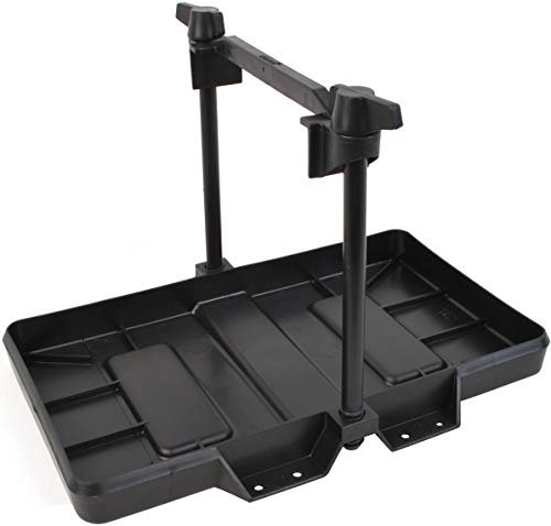 Attwood 9091-5 Adjustable Hold-Down Marine Boat Battery Tray, for 27/27M Series Batteries, Heavy-Duty Black Plastic, Height-Adjustable Crossbar
